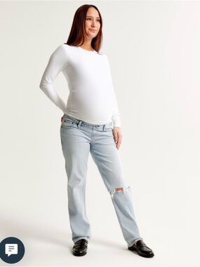 Abercrombie & Fitch Light Blue Straight-Leg Maternity Jeans